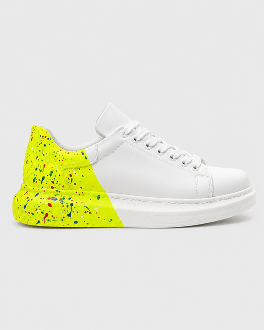Apollo Moda Men's Color Wave Dual Tone Flow white sneaker with neon splatter, main product photo