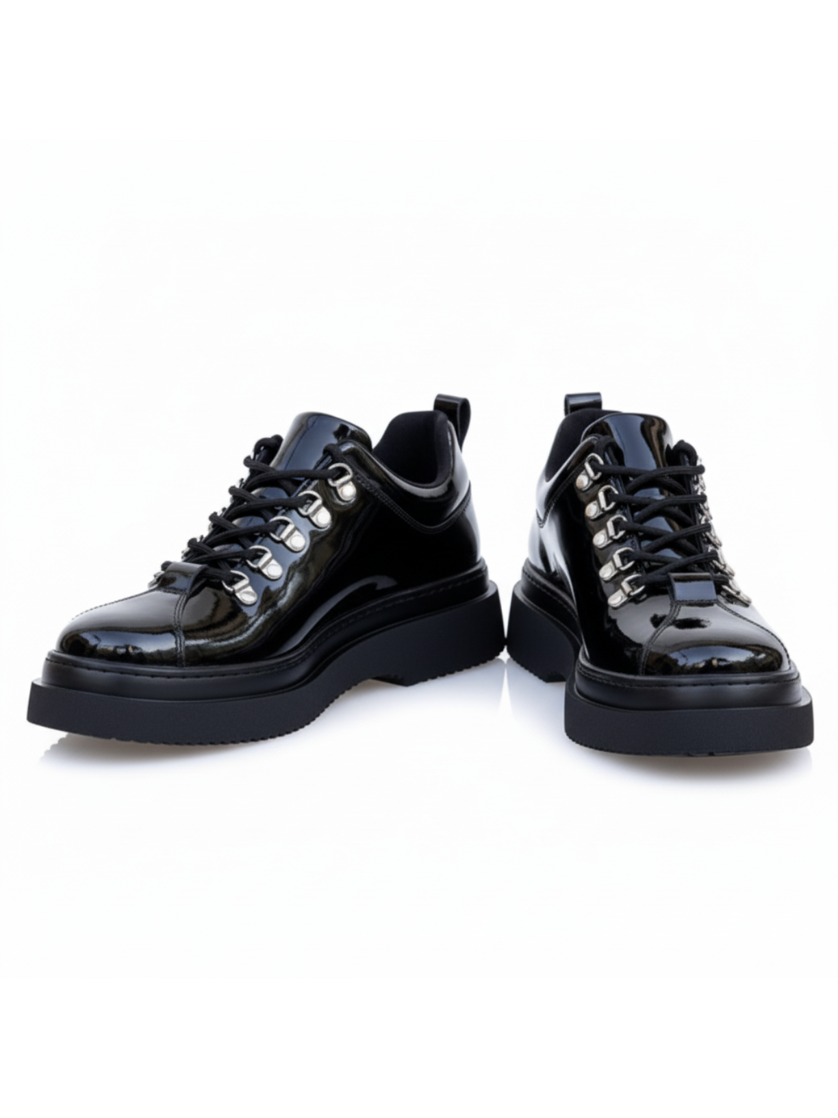 Apollo Moda men's Atlas Eclipse glossy black lace-up sneaker, fourth angle