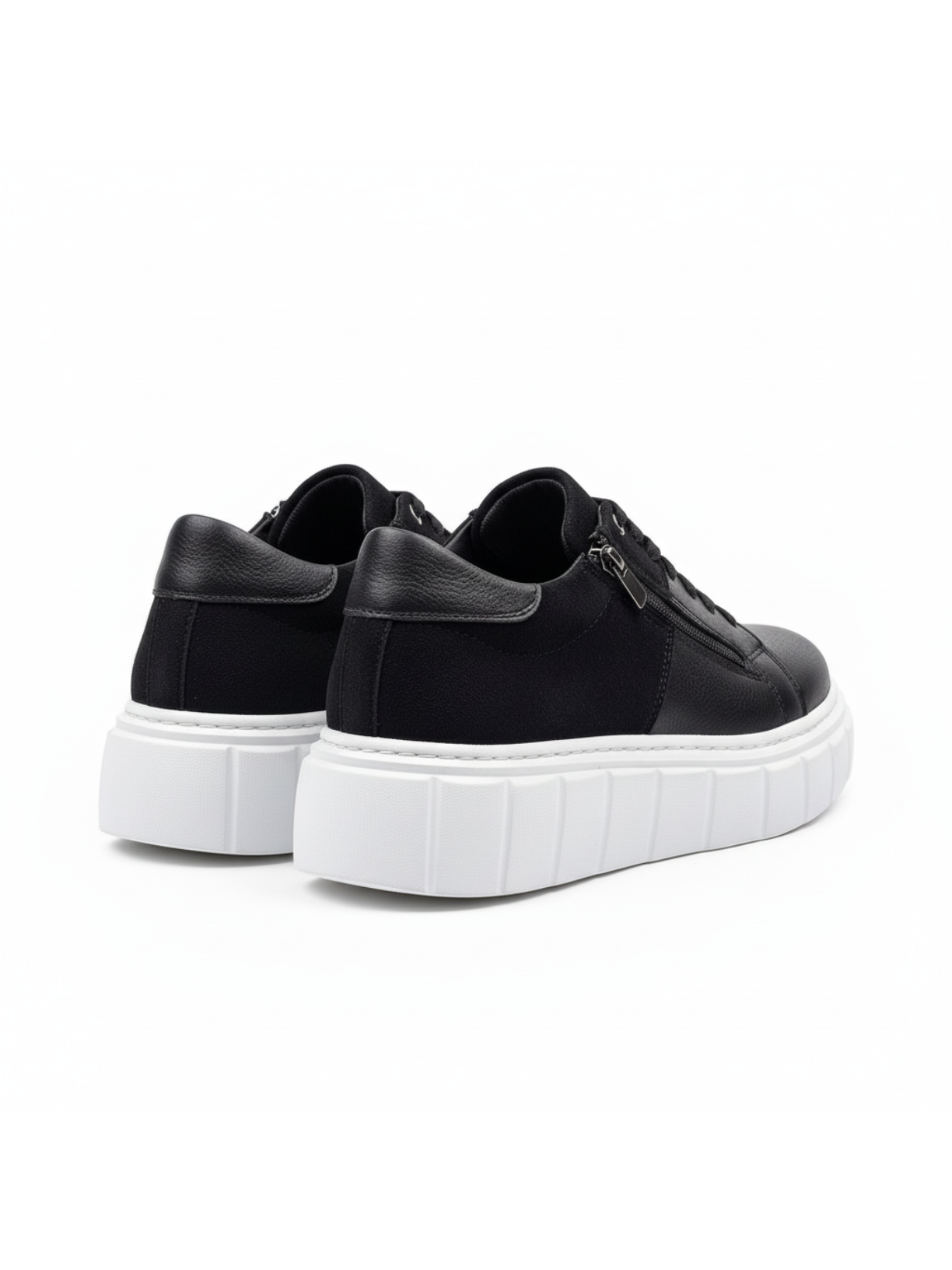 Apollo Moda men's Altair Eclipse black sneaker with side zipper, fourth angle