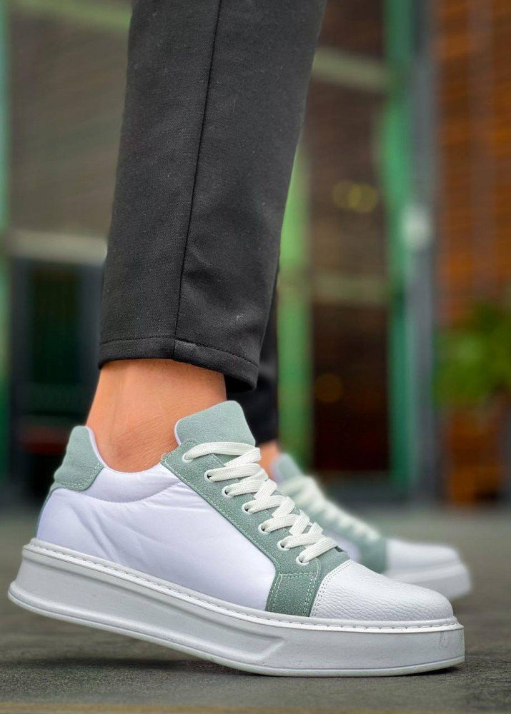 Titan Sage white and green casual sneaker by Apollo Moda, sixth angle