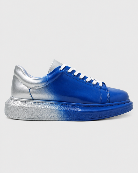 Apollo Moda Men's Color Wave Duo Dynamics blue and silver gradient custom sneaker, main product photo