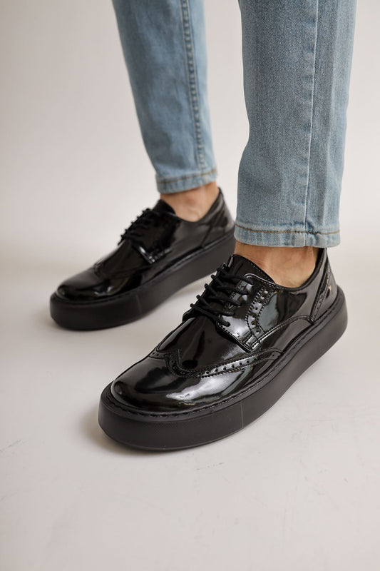 Empoli Patent Noir patent dress shoe in black by Apollo Moda, view 2