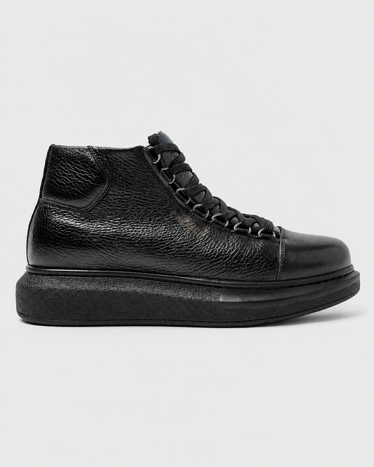Apollo Moda Men's Kelly Nocturnal Prestige all-black vegan leather high-top sneaker boot, main product photo