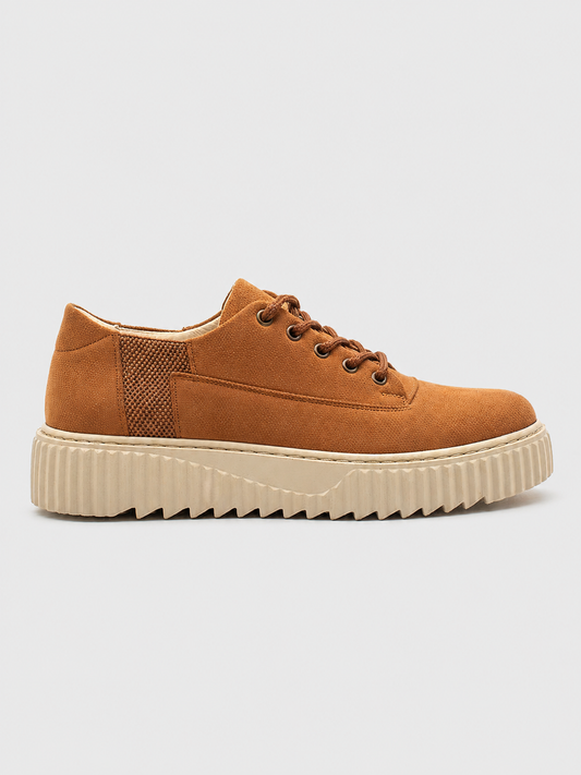 Apollo Moda Men's Zephyr Clay tan suede platform sneaker with ridged sole, main product photo